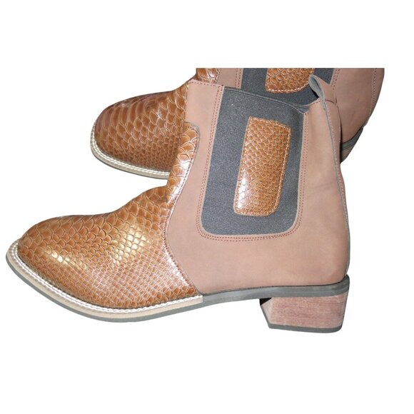 Rodeo Western Vegan Suede and Python Embossed Leather Ankle boots size 46 US 12 - Picture 7 of 10